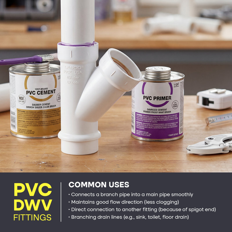 2 po. PVC VD Wye Street S x H x H, drain en PVC blanc, raccord d'évacuation et d'évacuation, (paquet de 30)