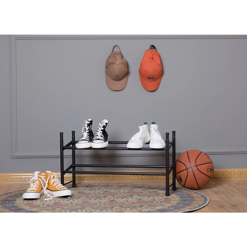 Silver - 2-Tier Expandable Shoe Rack, Black