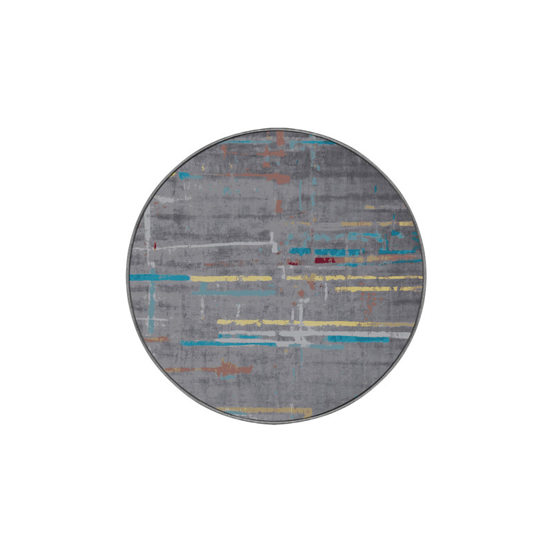 Tapis gris soyeux et moelleux, Rond 6 pi