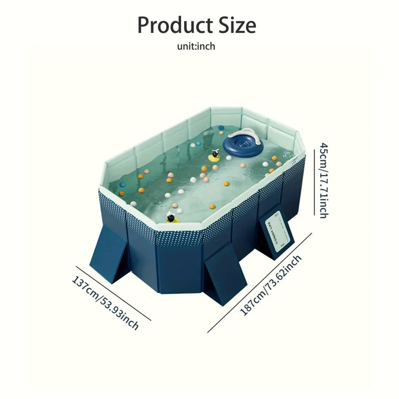 Piscine extérieure pliante gonflable en PVC, L 72,83 po x l 53,94 po x H 17,72 po
