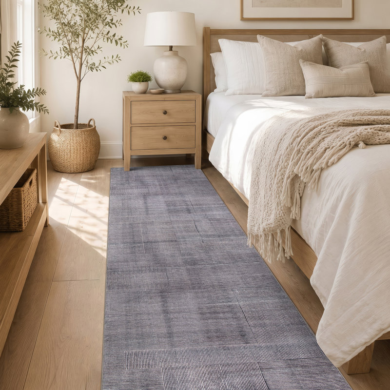 Tapis gris antidérapant Lin Lin, Gris, 2 pi x 12 pi