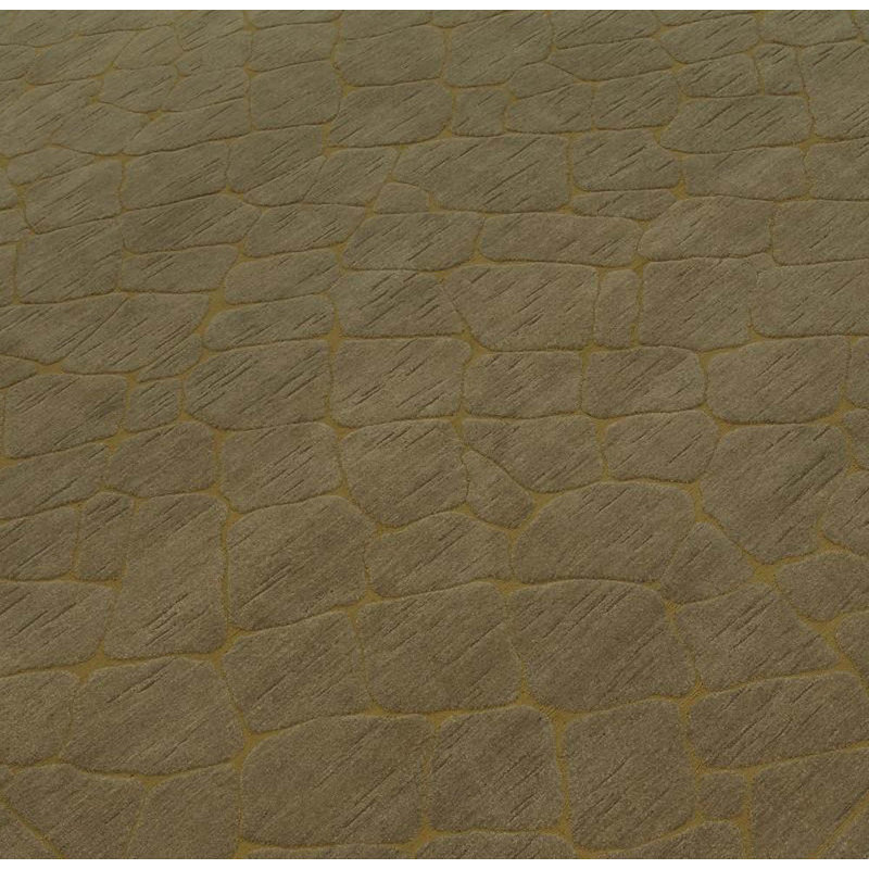 Wool Abstract Area Rug in Gold, Rectangle 4'1" x 6'1"