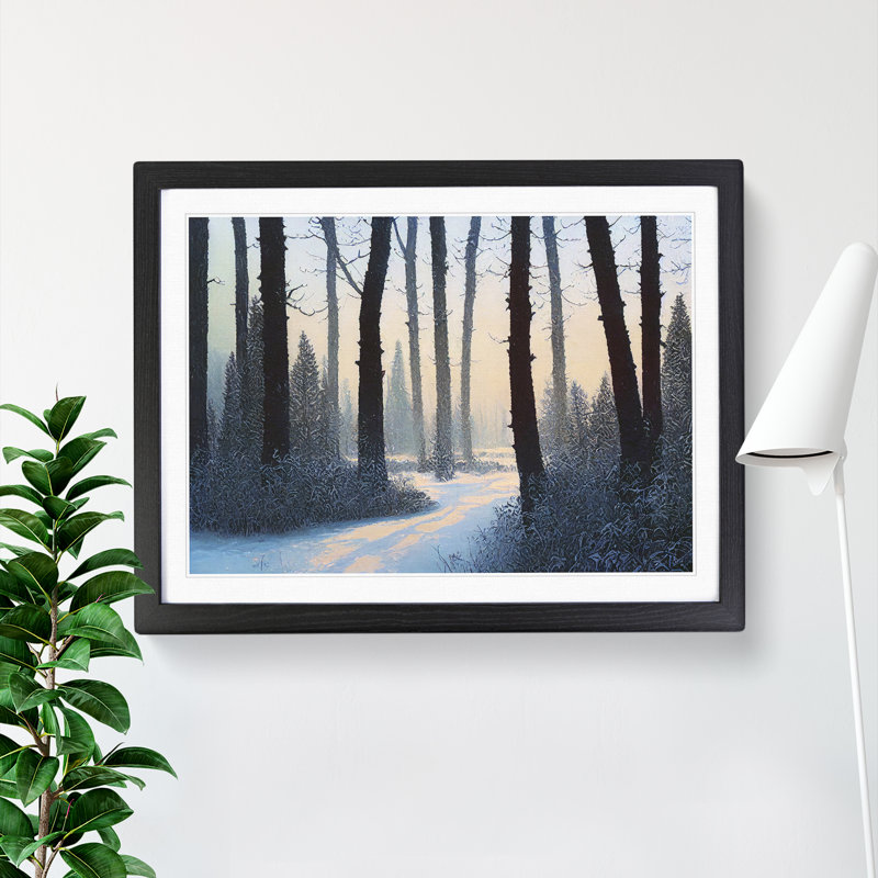 Compelling Winter Forest - Single Picture Frame Print, 46cm H x 64cm W x 2cm D, Black