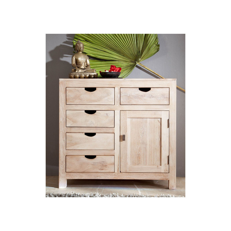 Solid Wood 90 cm W Chest of 5 Drawers