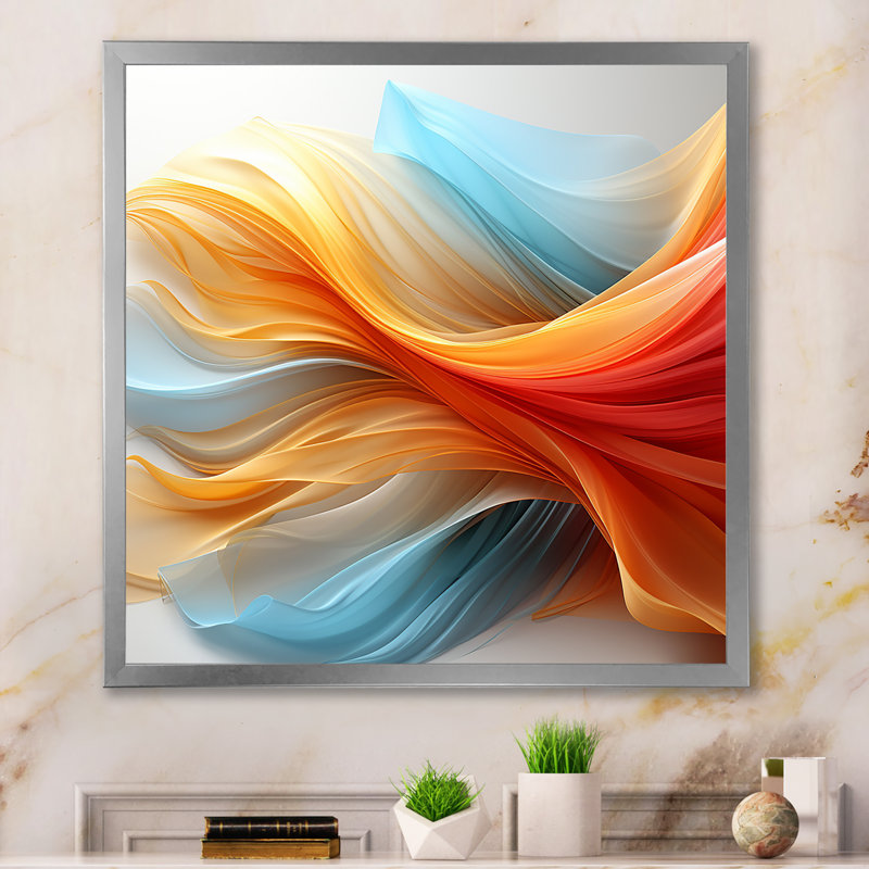 Contemporary Contemporary Waves - Imprimé, H 30 po x l 30 po x P 1 po, Cadre photo argenté