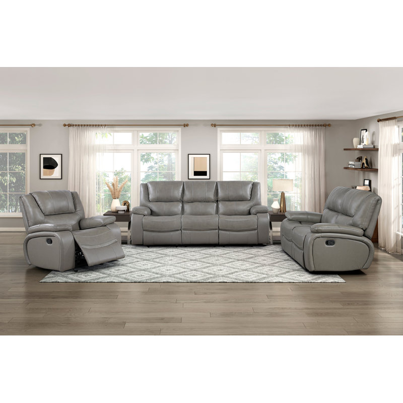Canapé inclinable 2 places en cuir gris