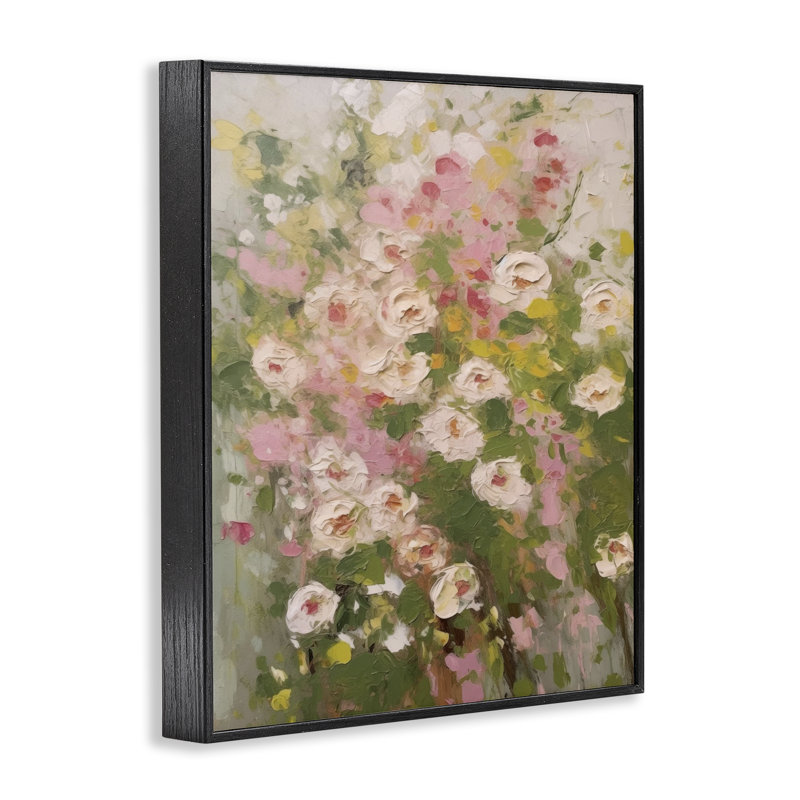  Vintage Spring Floral Abstraction Grey Framed Giclee Art by LSR Design Studio, H 14 po x l 11 po