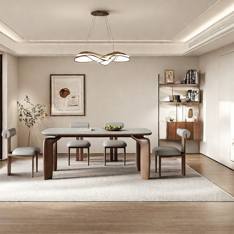 Modern Nordic Rectangular Dining Table, 29.5"H x 63"L x 31.5"W