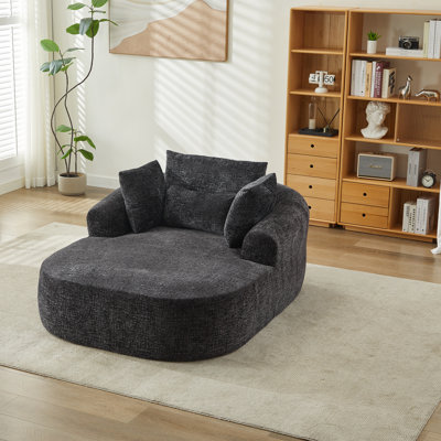 Oversized Lounge Chaise Indoor, Chenille Upholstered Modern Sofa Couch,No Assembly Required,Comfy Sleeper Sofa for Living Room Dorm Apartment by Ebern Designs