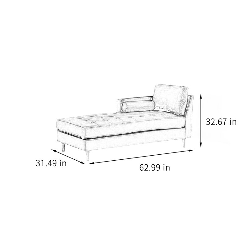 Chaise longue Tamber, Accoudoir à droite (vu de face)