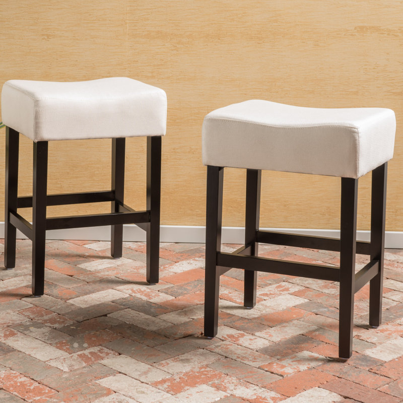  Ensemble de 2 tabourets de bar en similicuir avec siège rembourré, pieds en bois massif, design rustique moderne pour îlot de cuisine, bar ou salle à manger, beige
