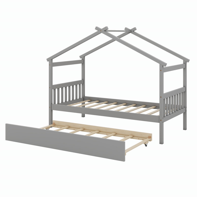 Lit en bois avec couchette, Gris
