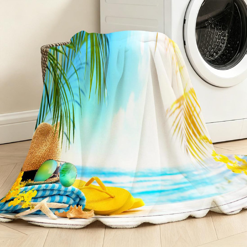 Jeté en flanelle transparente molletonnée, lunettes de soleil en paille, Throw 30" x 40"