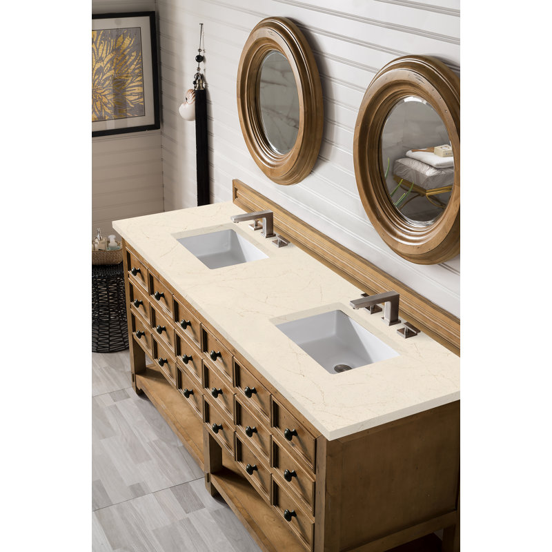 Malibu 72'' W Double Vanity, Charcoal Soapstone, Widespread, Amber Birch