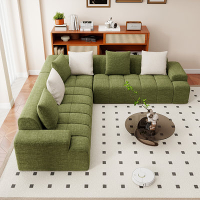 Canapé modulaire en chenille avec méridienne en L 108 po avec méridienne Boneless