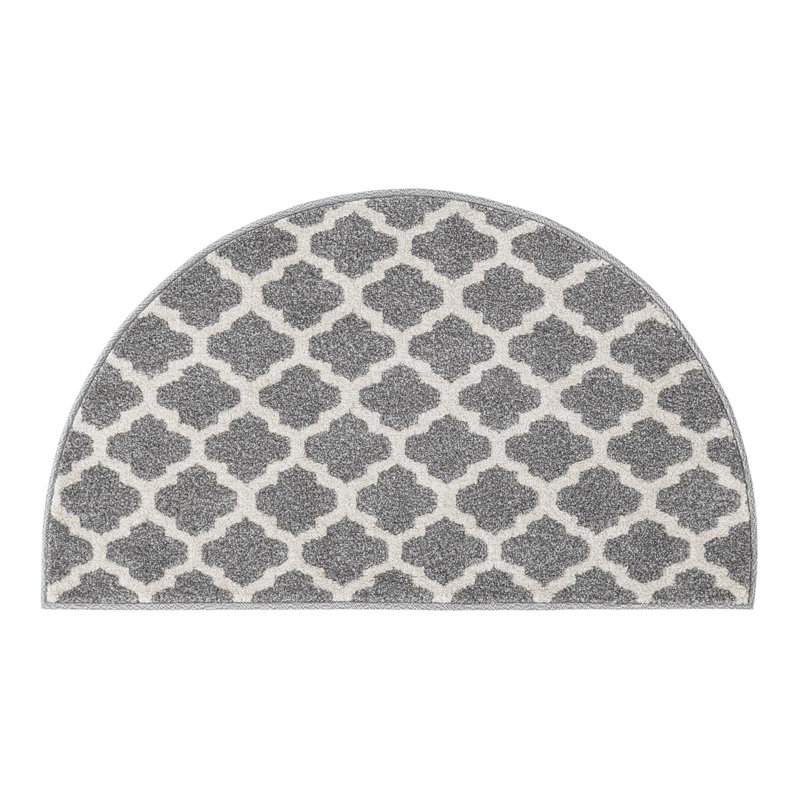 Molly Power Loom Dark Gray/Ivory Rug, Half Circle 2'2" x 3'7"