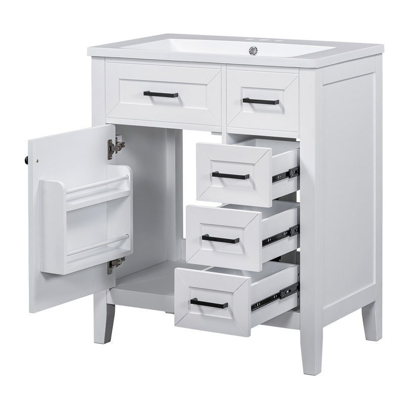 Ensemble de meuble-lavabo avec lavabo 30 po, armoire de salle de bain avec tiroirs, cadre solide et panneau de fibres à densité moyenne (ancien numéro de référence: N725S999222F)