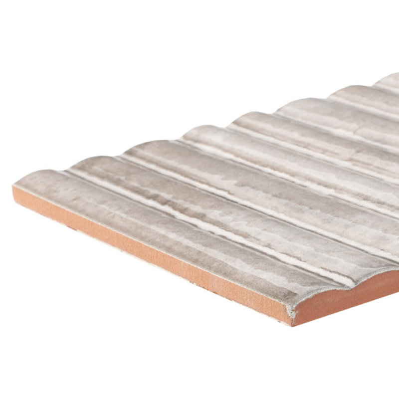 Curve Fluted 6X12 3D Glossy Ceramic Tile, Gray