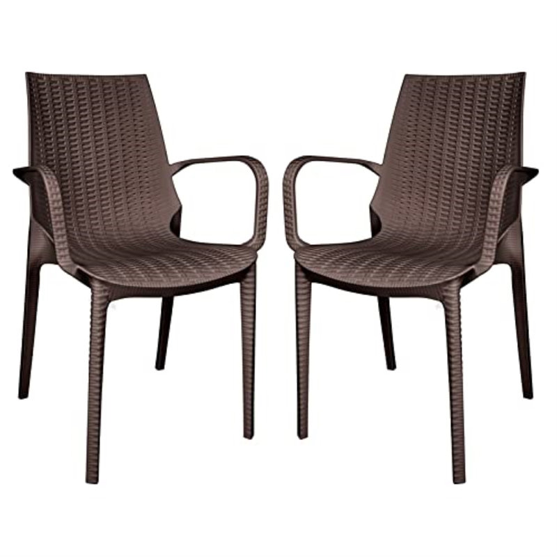 Chaise de patio d'extérieur Hokku Designs Audra, Brun, Ensemble de 4