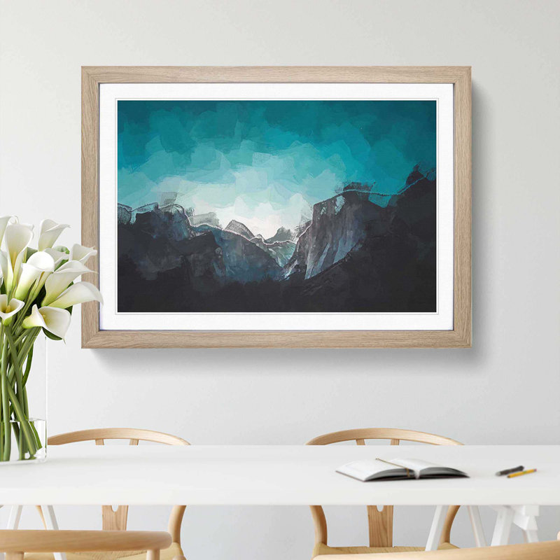 Yosemite Valley at Dusk in Abstract - Picture Frame Graphic Art Print, 40cm H x 60cm W x 2cm D, Oak