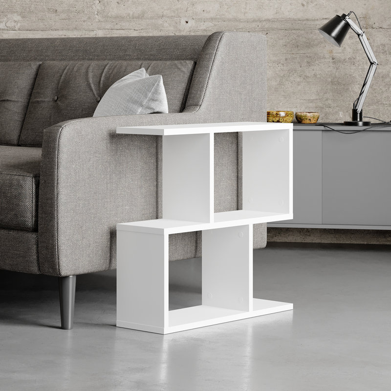 Barbara Side Table Modern 2-Tier Design with Storage Compartments, White