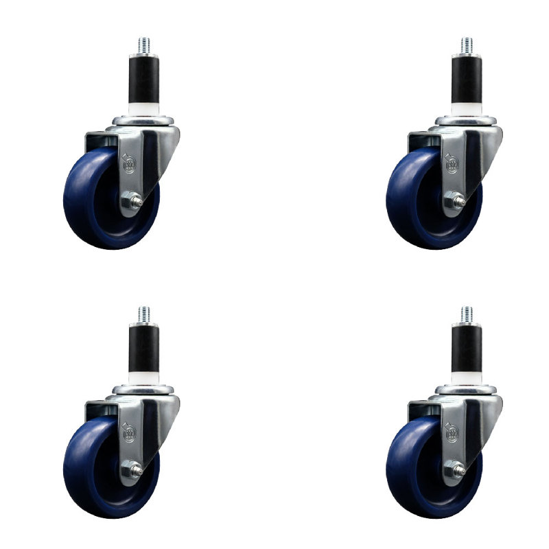 Ensemble de roulettes extensibles pivotantes en poly de polyuréthane solide 3,5 po x 1 3/8 po