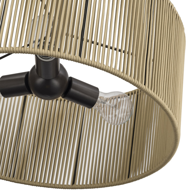 Lustre suspendu en bronze anglais Acordia, Bronze, Trois lumières, Beige