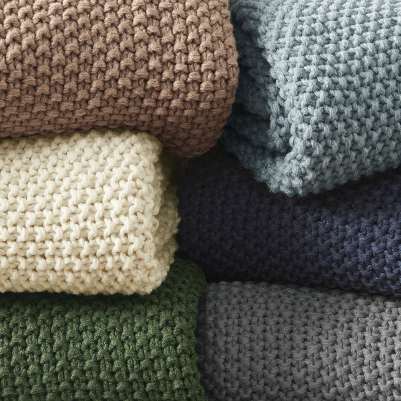 Gray Knitted Acrylic Cozy Machine Washable Throw Blanket