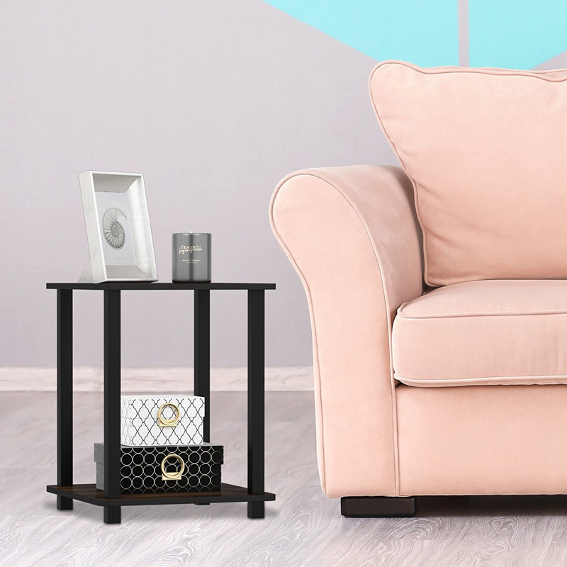 Ensemble de tables de bout avec rangement Bianco, Noyer colombien, Noir