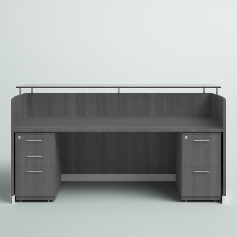 Cason Rectangle Solid Wood Reception Desk, Gray Steel