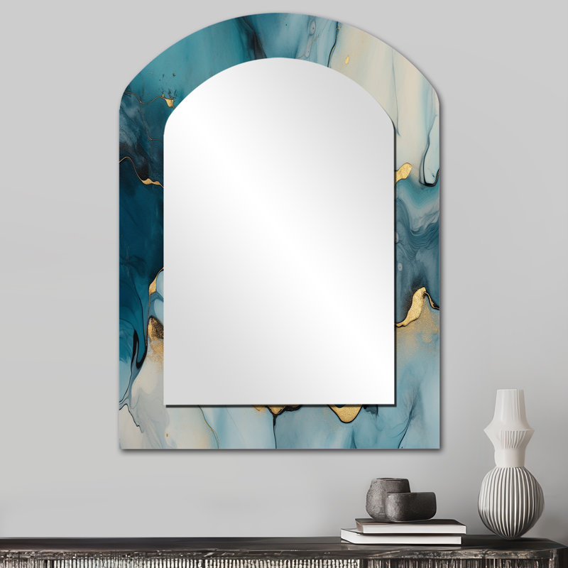 Miroir asymétrique Makhi Turquoise, 34 po x 25 po