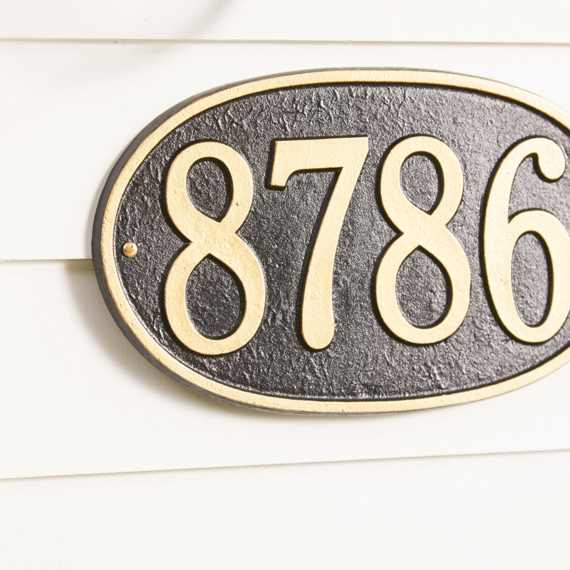 Fast and Easy 1-Line Wall Address Plaque, Black/Gold, Yes