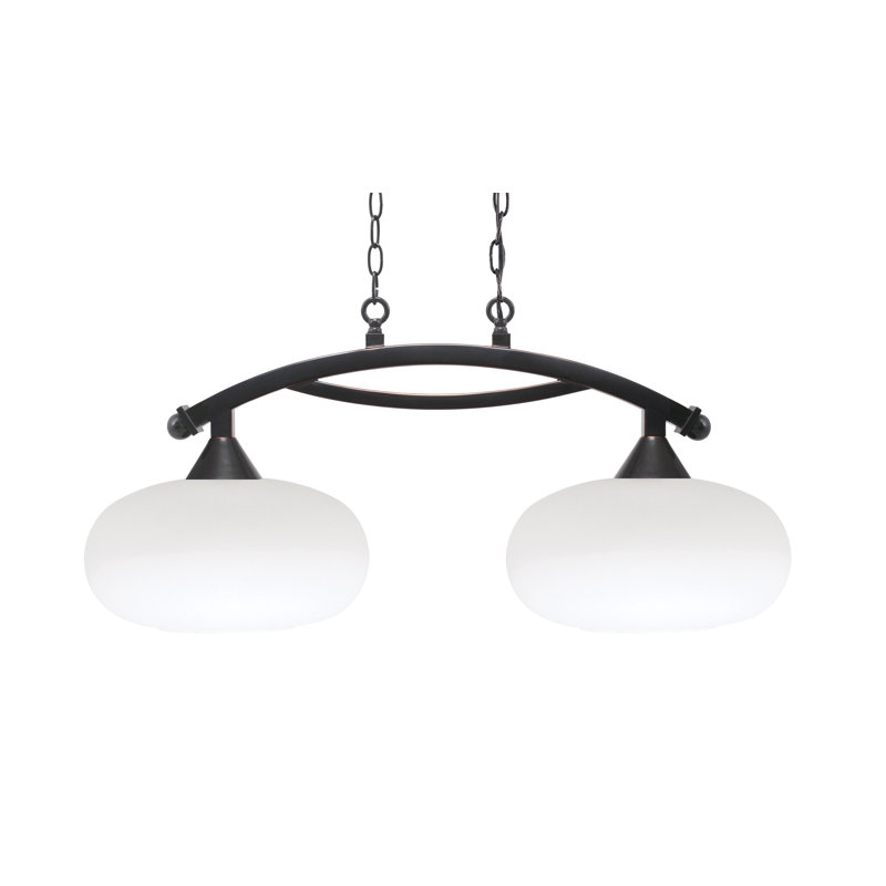 Luminaire pour îlot 2 lumières Bow, Blanc, Cuivre / noir