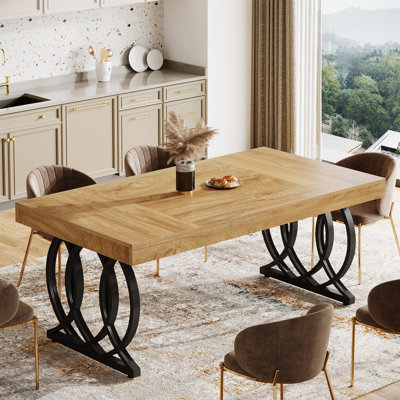 63-inch Rectangle Dining Table With Metal Base