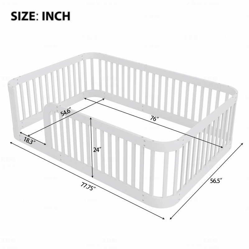 Plancher de lit double en bois avec clôture