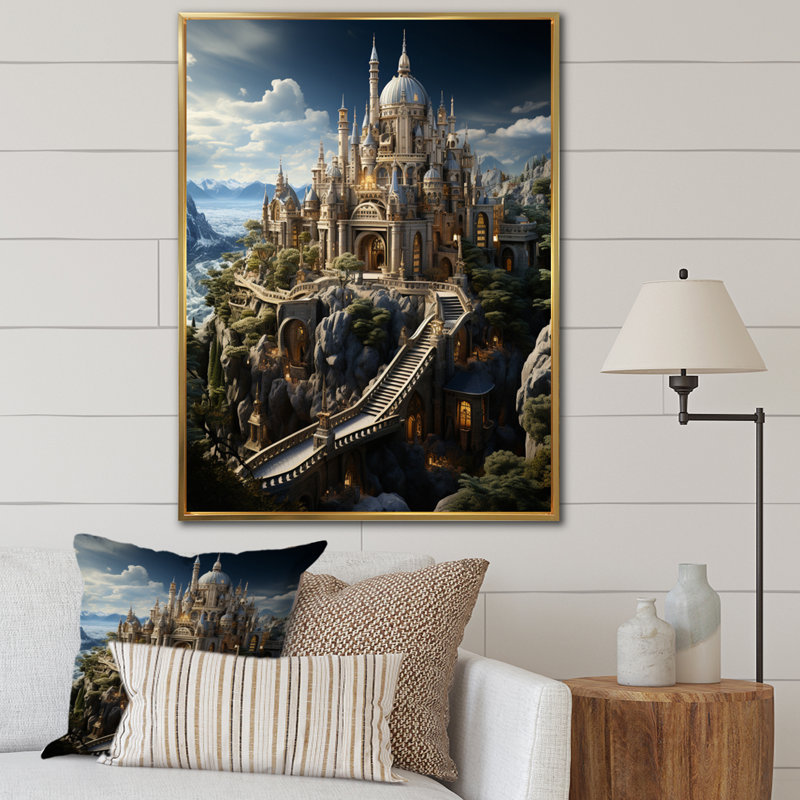 «Enchanted Fortress I», reproduction sur toile, H 32 po x l 16 po, Cadre flottant doré
