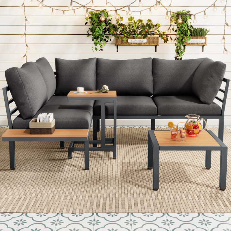 4 - Person Garden Sofa Set With Side Table And Coffee Table