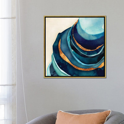 Abstract Blue and Gold - Graphic Art Print