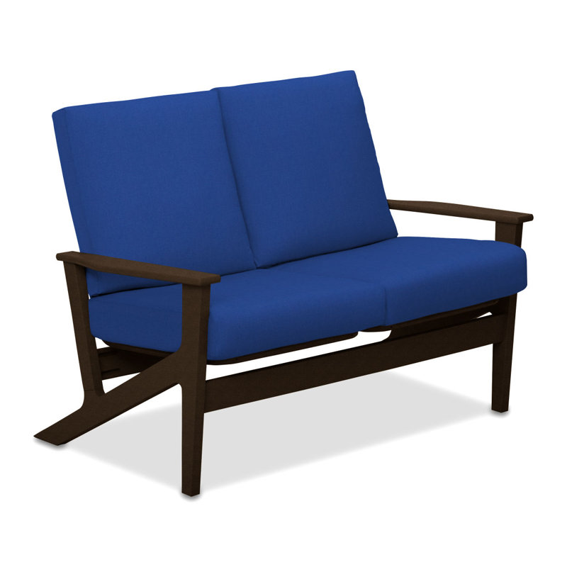 Chrisa 51.5'' Wide Loveseat with Cushions, Azure, Textured Kona