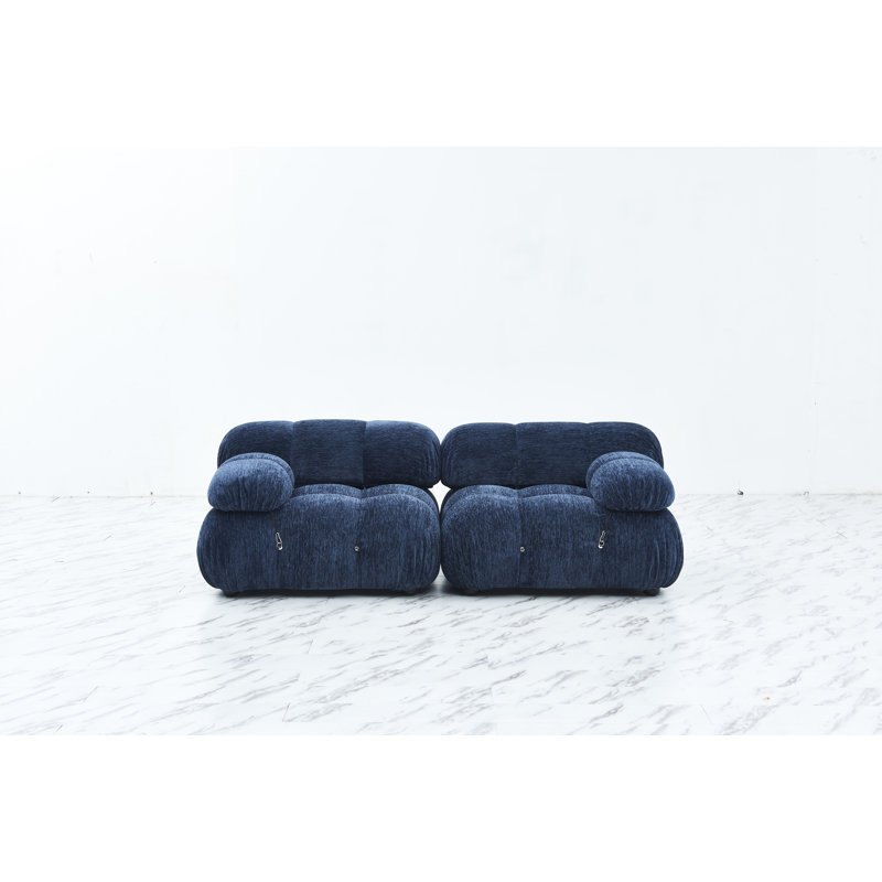 Leeven 76'' Upholstered Loveseat, 2, Blue Chenille