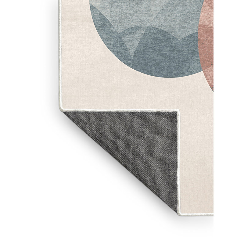 Soft Plush Fessler Easter Modern & Contemporary Abstract Area Rug in Beige – White Binding, 5x7