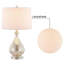 Lampe de table moderne en verre transparent avec abat-jour en lin blanc et base en nickel poli (ensemble de 2)