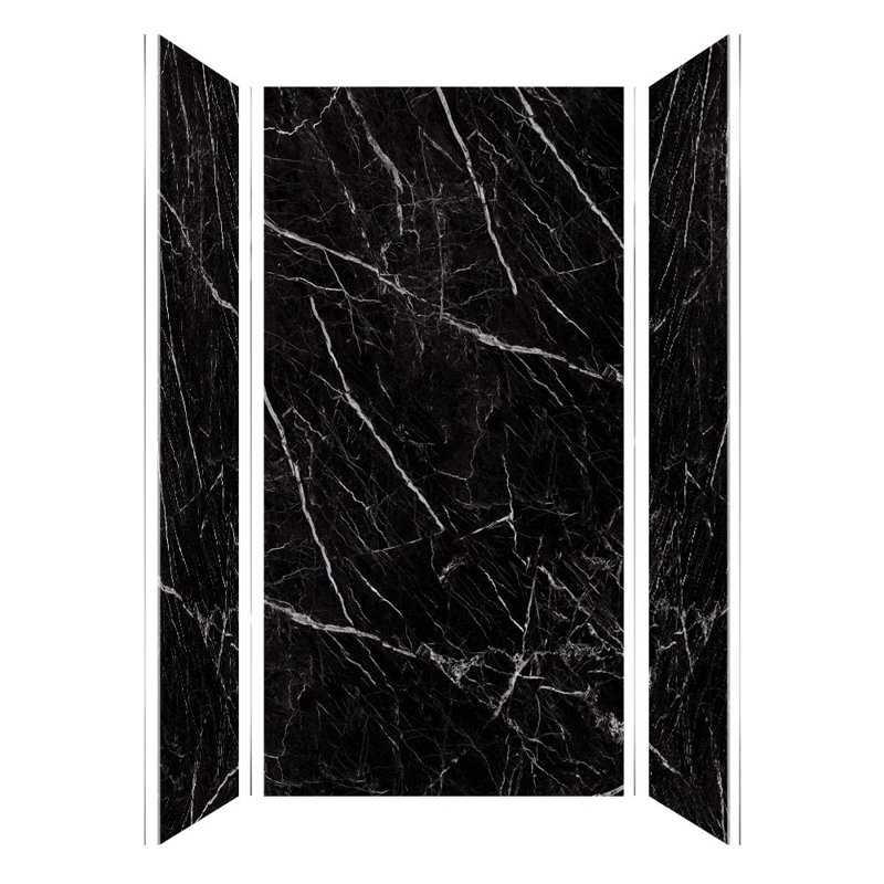 Transolid Titan Shower Wall Kit, Black Caruso Glossy, 96" H x 48" W x 36" D