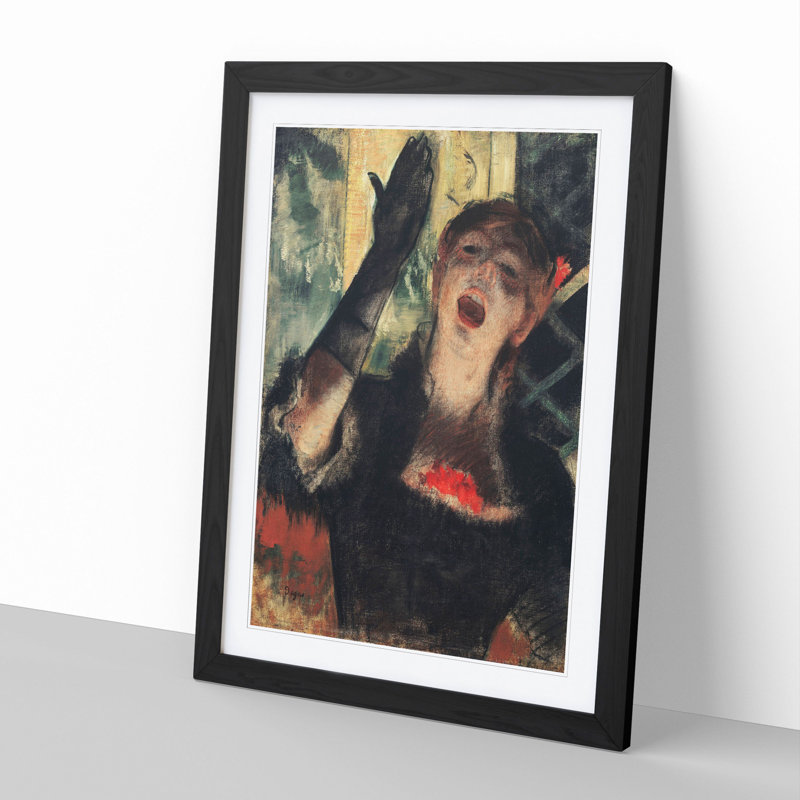 Cafe Singer by Edgar Degas - Picture Frame Painting, 65cm H x 48cm W x 2cm D, Black Framed