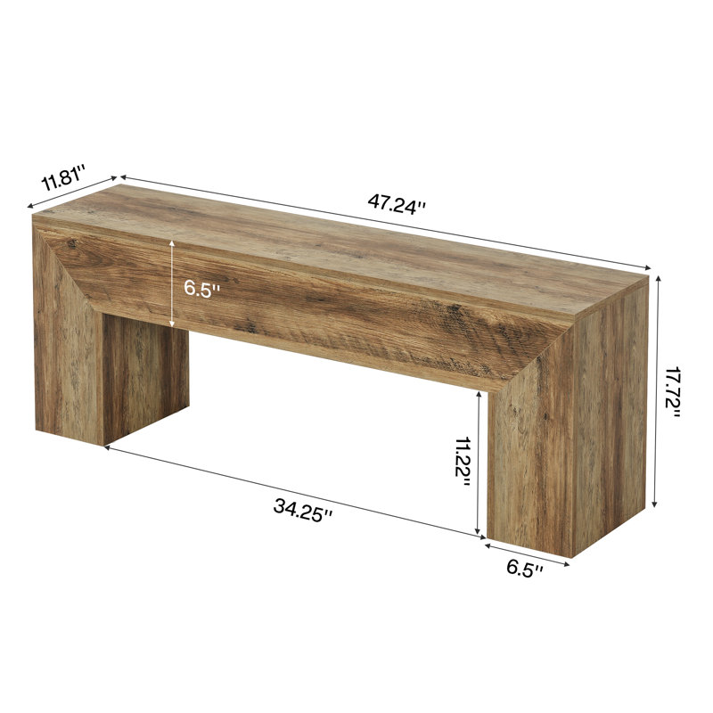 47'' Farmhouse Entryway Bench For Hallway, Brown