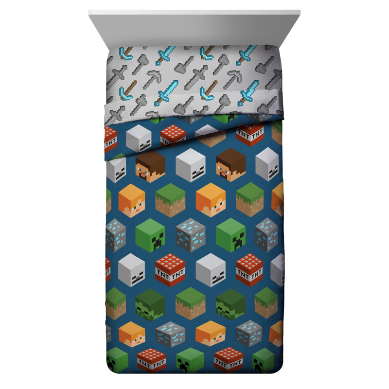 Minecraft Isometric Characters Single Reversible Comforter, Twin