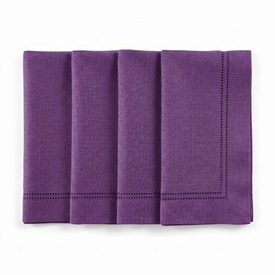 100% Pure Linen Hemstitch Dinner Napkins - Maison Washed Hemstitch