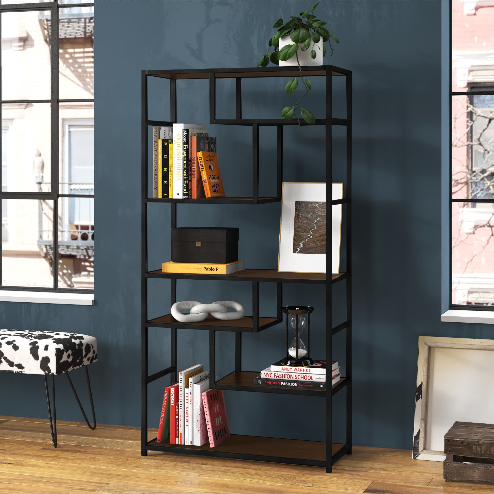 Beautiful view of Decorative Metal Bookcase Frame For Small Hallway