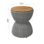 Table d'appoint d'extérieur, table de bout en bois naturel et sablier en osier gris, table de patio toutes saisons H 15 po x P 15,25 po x H 18 po