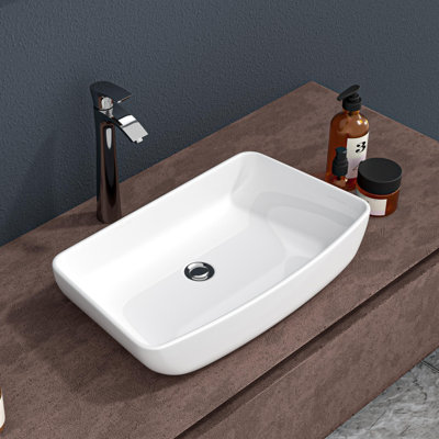 24"x15"Ceramic Rectangular Vessel Bathroom Sink